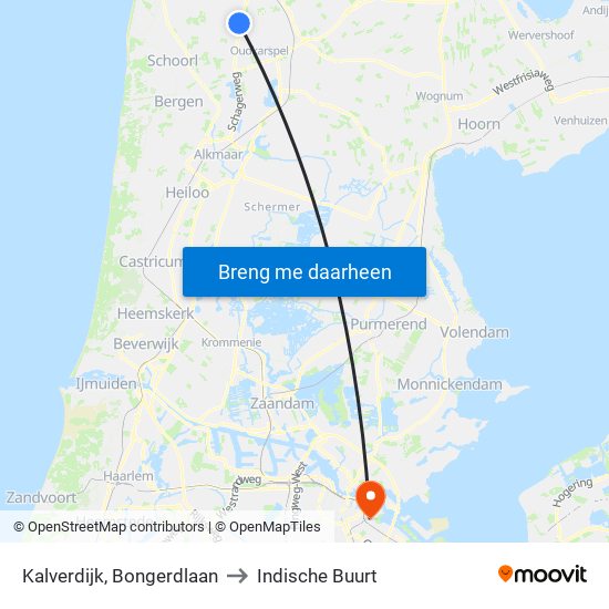 Kalverdijk, Bongerdlaan to Indische Buurt map
