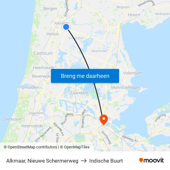 Alkmaar, Nieuwe Schermerweg to Indische Buurt map