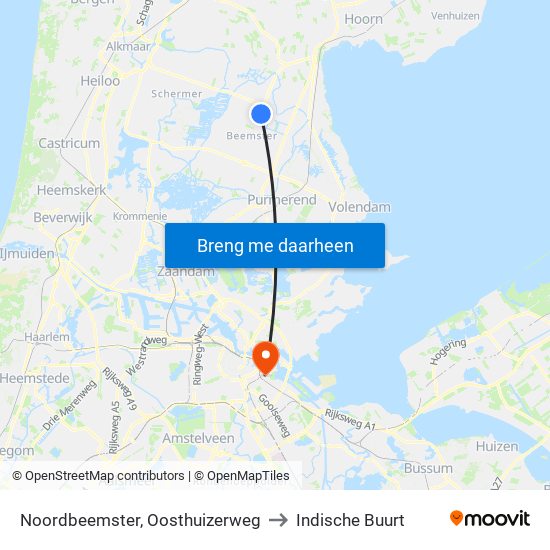 Noordbeemster, Oosthuizerweg to Indische Buurt map