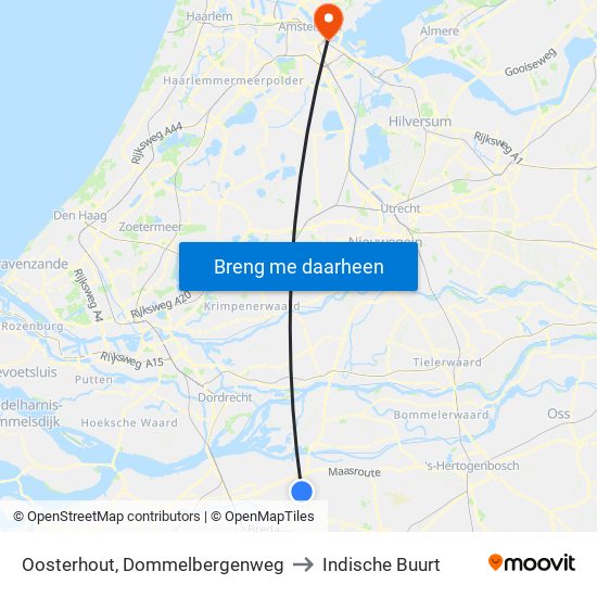 Oosterhout, Dommelbergenweg to Indische Buurt map