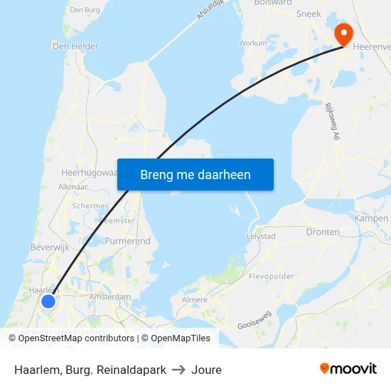 Haarlem, Burg. Reinaldapark to Joure map