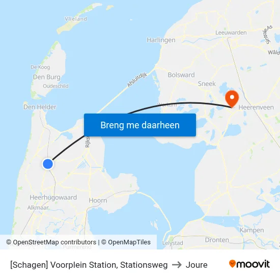 [Schagen] Voorplein Station, Stationsweg to Joure map
