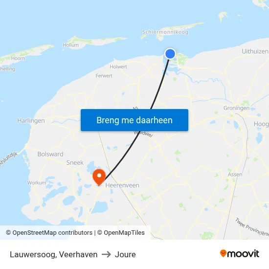 Lauwersoog, Veerhaven to Joure map