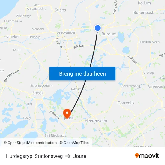 Hurdegaryp, Stationsweg to Joure map