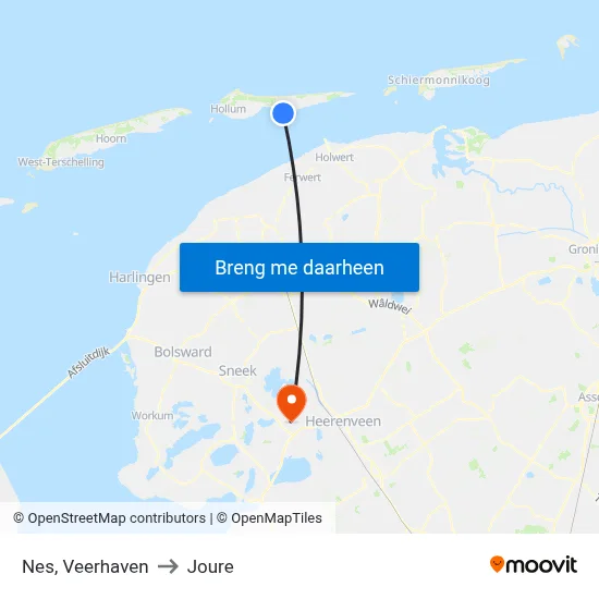 Nes, Veerhaven to Joure map
