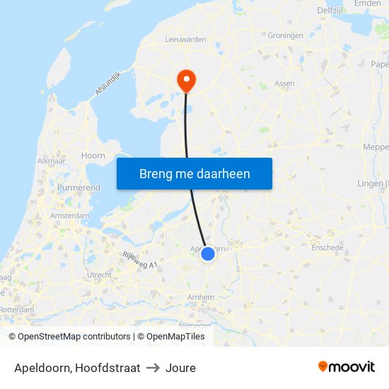 Apeldoorn, Hoofdstraat to Joure map