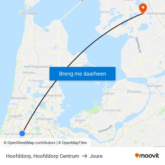 Hoofddorp, Hoofddorp Centrum to Joure map