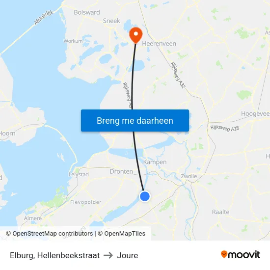 Elburg, Hellenbeekstraat to Joure map