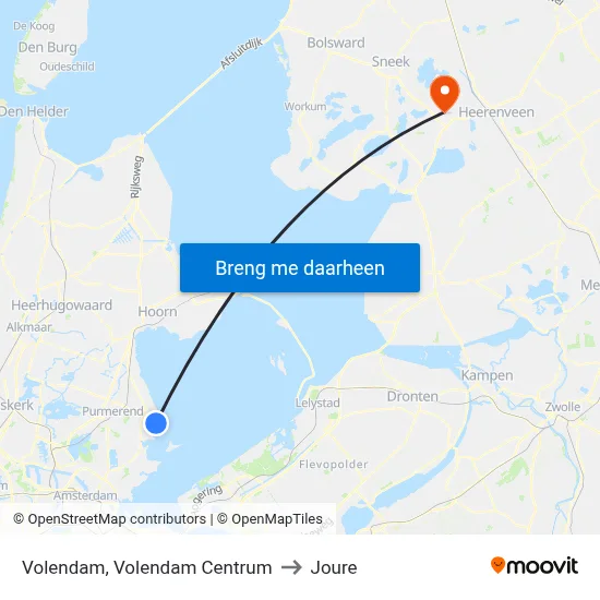 Volendam, Volendam Centrum to Joure map