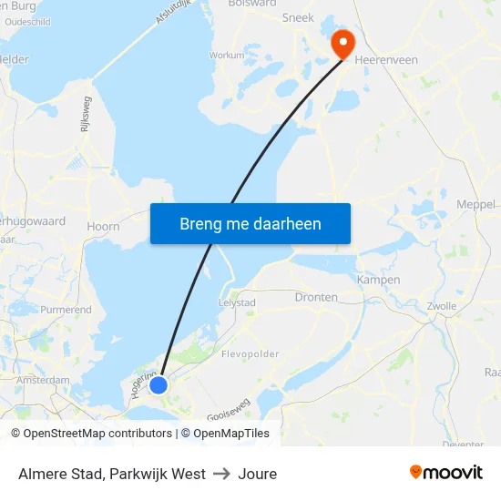 Almere Stad, Parkwijk West to Joure map