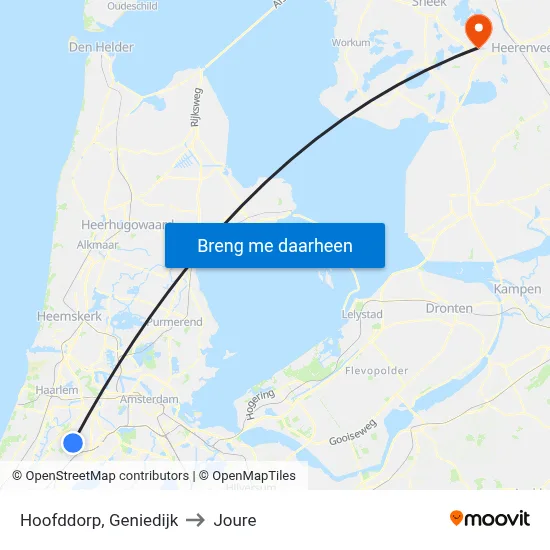 Hoofddorp, Geniedijk to Joure map