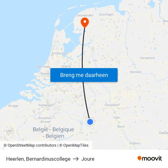 Heerlen, Bernardinuscollege to Joure map