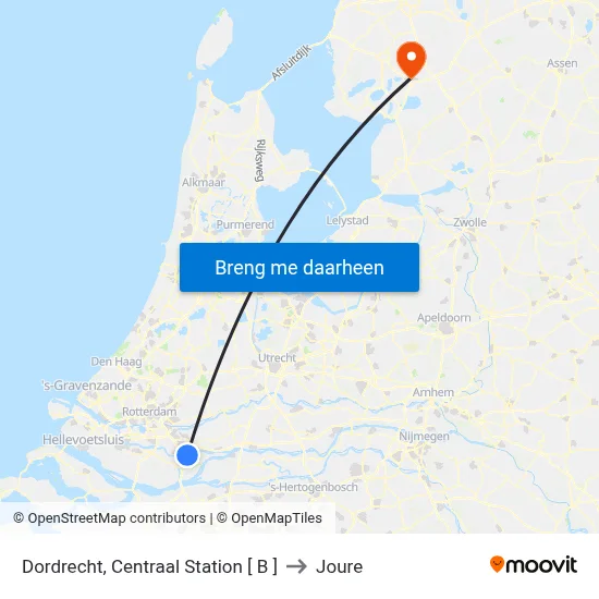 Dordrecht, Centraal Station [ B ] to Joure map