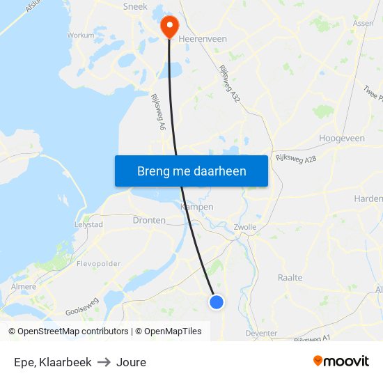 Epe, Klaarbeek to Joure map