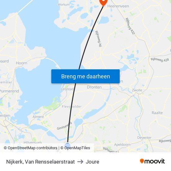 Nijkerk, Van Rensselaerstraat to Joure map