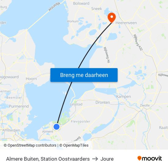 Almere Buiten, Station Oostvaarders to Joure map