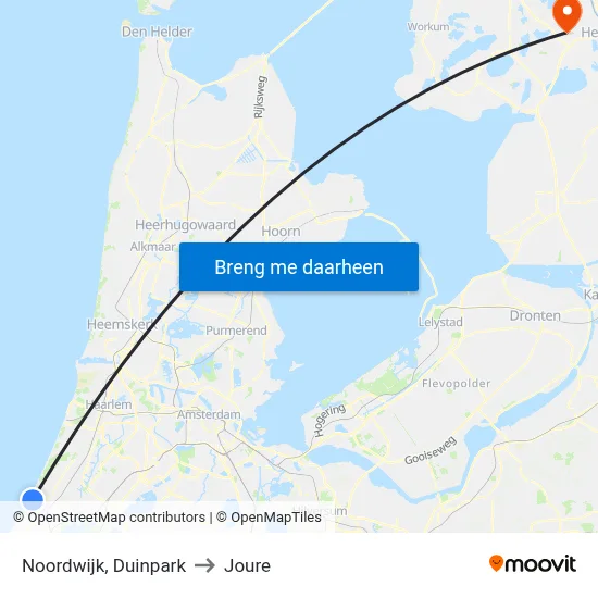 Noordwijk, Duinpark to Joure map