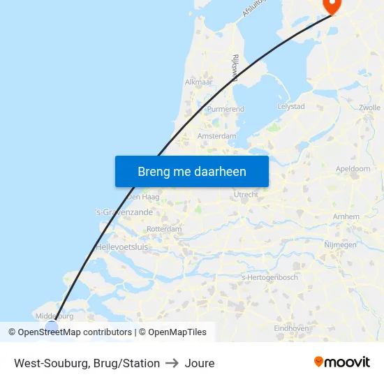 West-Souburg, Brug/Station to Joure map