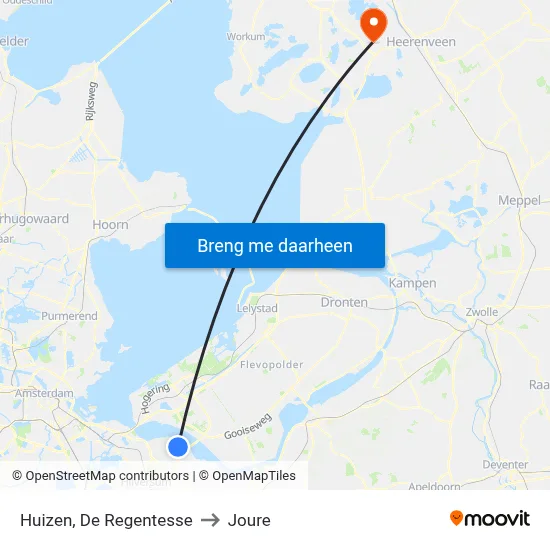 Huizen, De Regentesse to Joure map