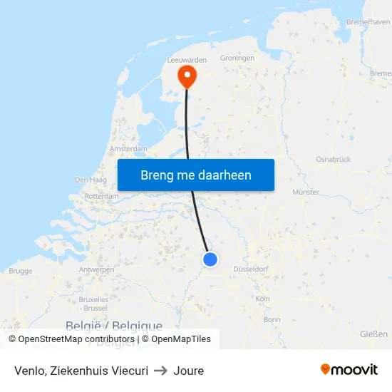 Venlo, Ziekenhuis Viecuri to Joure map