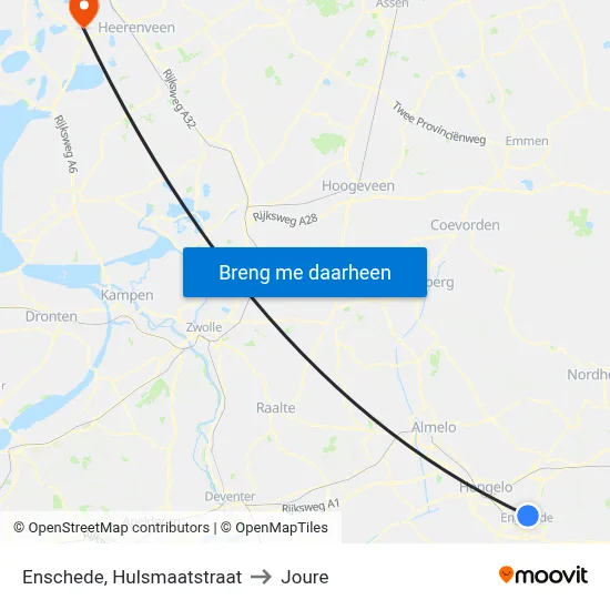 Enschede, Hulsmaatstraat to Joure map