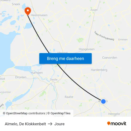 Almelo, De Klokkenbelt to Joure map