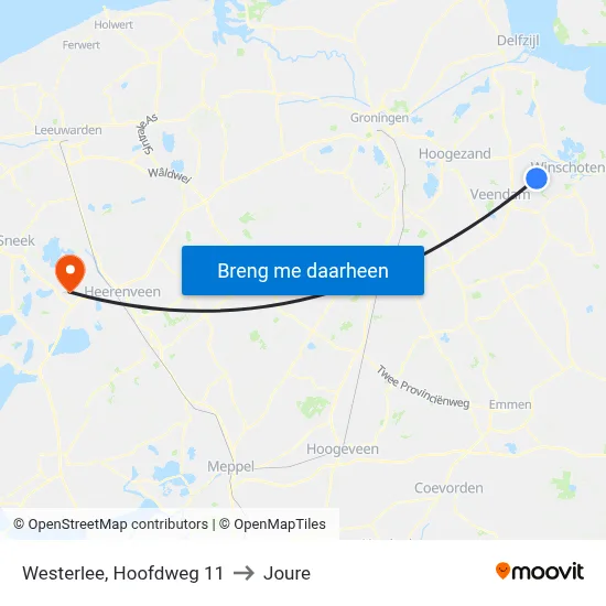 Westerlee, Hoofdweg 11 to Joure map