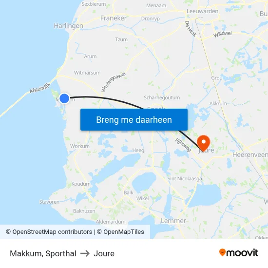 Makkum, Sporthal to Joure map