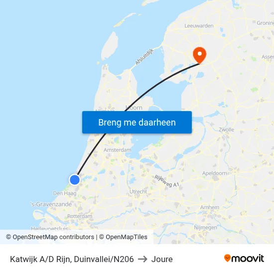 Katwijk A/D Rijn, Duinvallei/N206 to Joure map