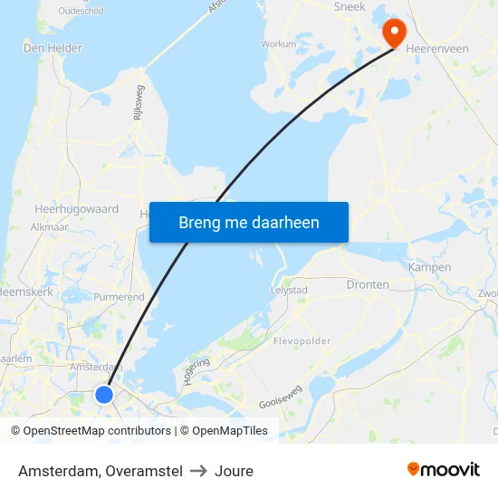 Amsterdam, Overamstel to Joure map