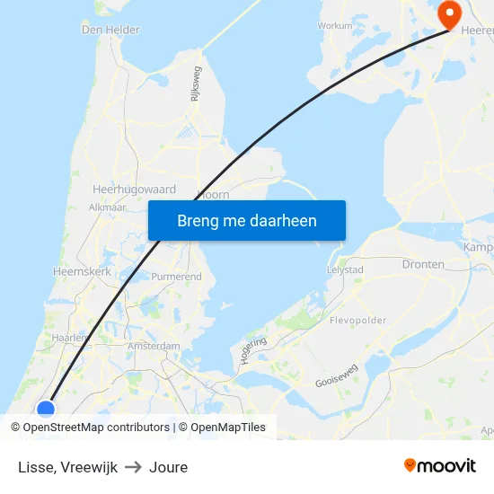 Lisse, Vreewijk to Joure map