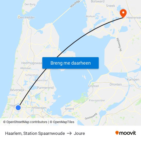 Haarlem, Station Spaarnwoude to Joure map