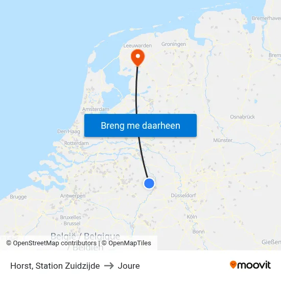 Horst, Station Zuidzijde to Joure map