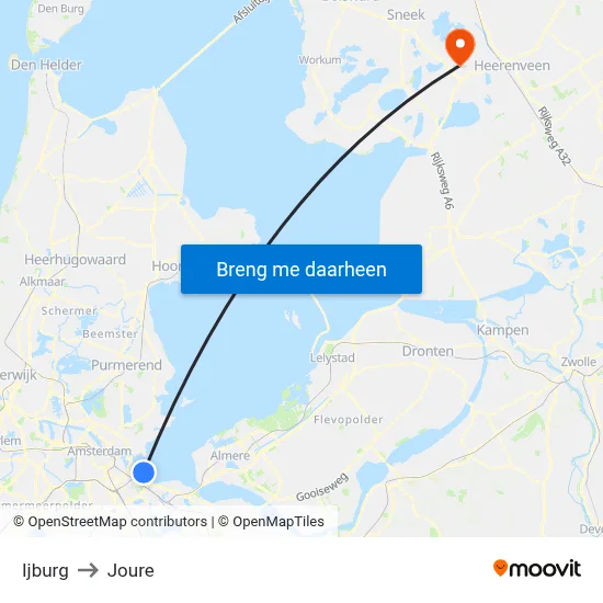 Ijburg to Joure map