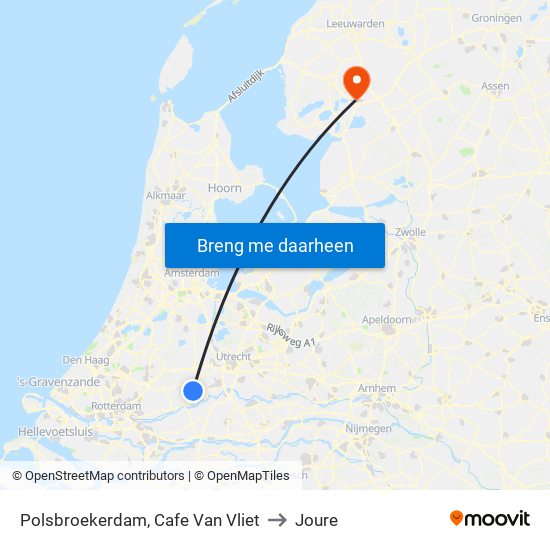Polsbroekerdam, Cafe Van Vliet to Joure map
