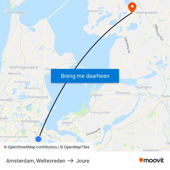 Amsterdam, Weltevreden to Joure map