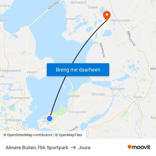 Almere Buiten, Fbk Sportpark to Joure map