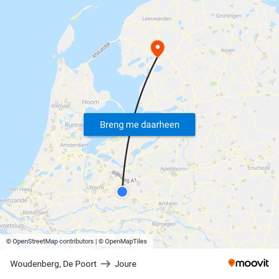 Woudenberg, De Poort to Joure map