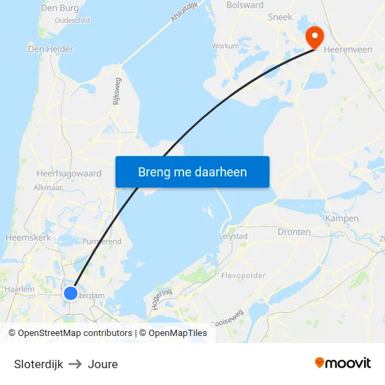 Sloterdijk to Joure map