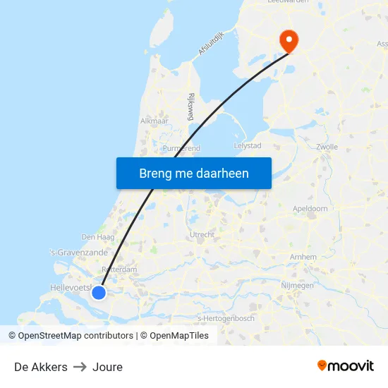 De Akkers to Joure map