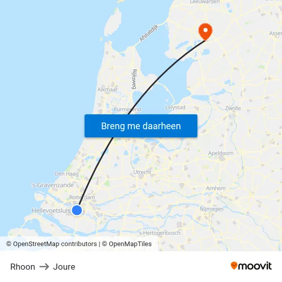 Rhoon to Joure map