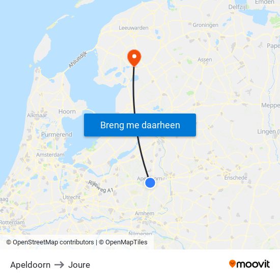 Apeldoorn to Joure map