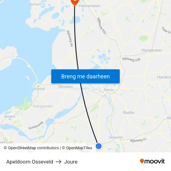 Apeldoorn Osseveld to Joure map