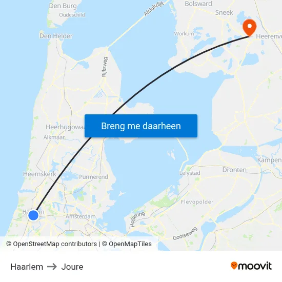 Haarlem to Joure map