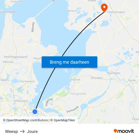 Weesp to Joure map