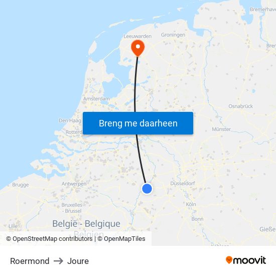 Roermond to Joure map