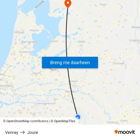 Venray to Joure map