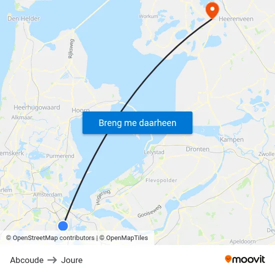 Abcoude to Joure map