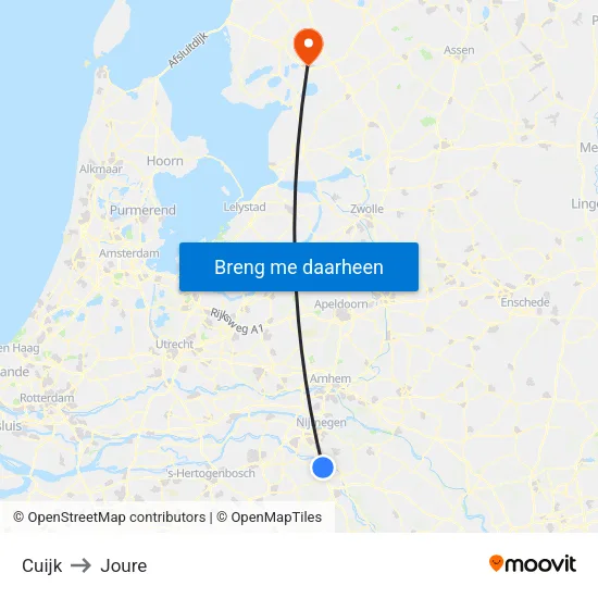 Cuijk to Joure map
