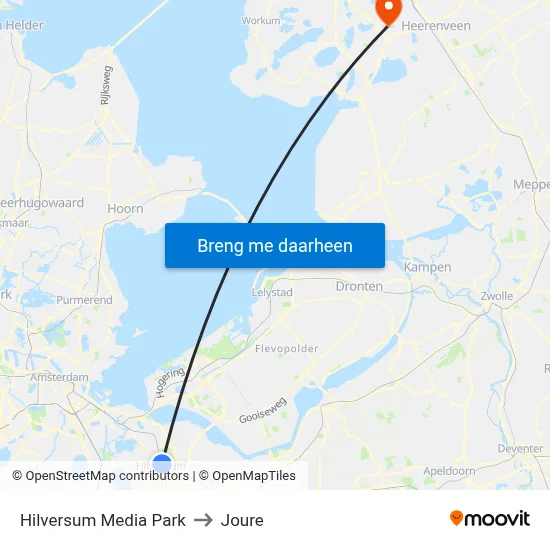 Hilversum Media Park to Joure map